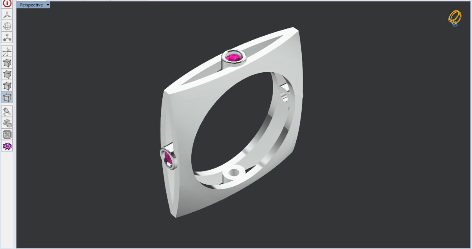 minimal square ring with 4 diamonds  3D print model_3