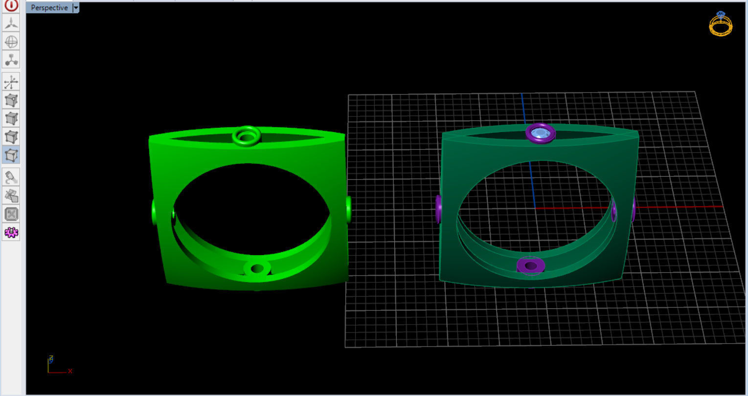 minimal square ring with 4 diamonds  3D print model_9