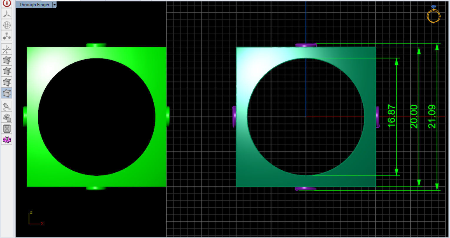 minimal square ring with 4 diamonds  3D print model_6