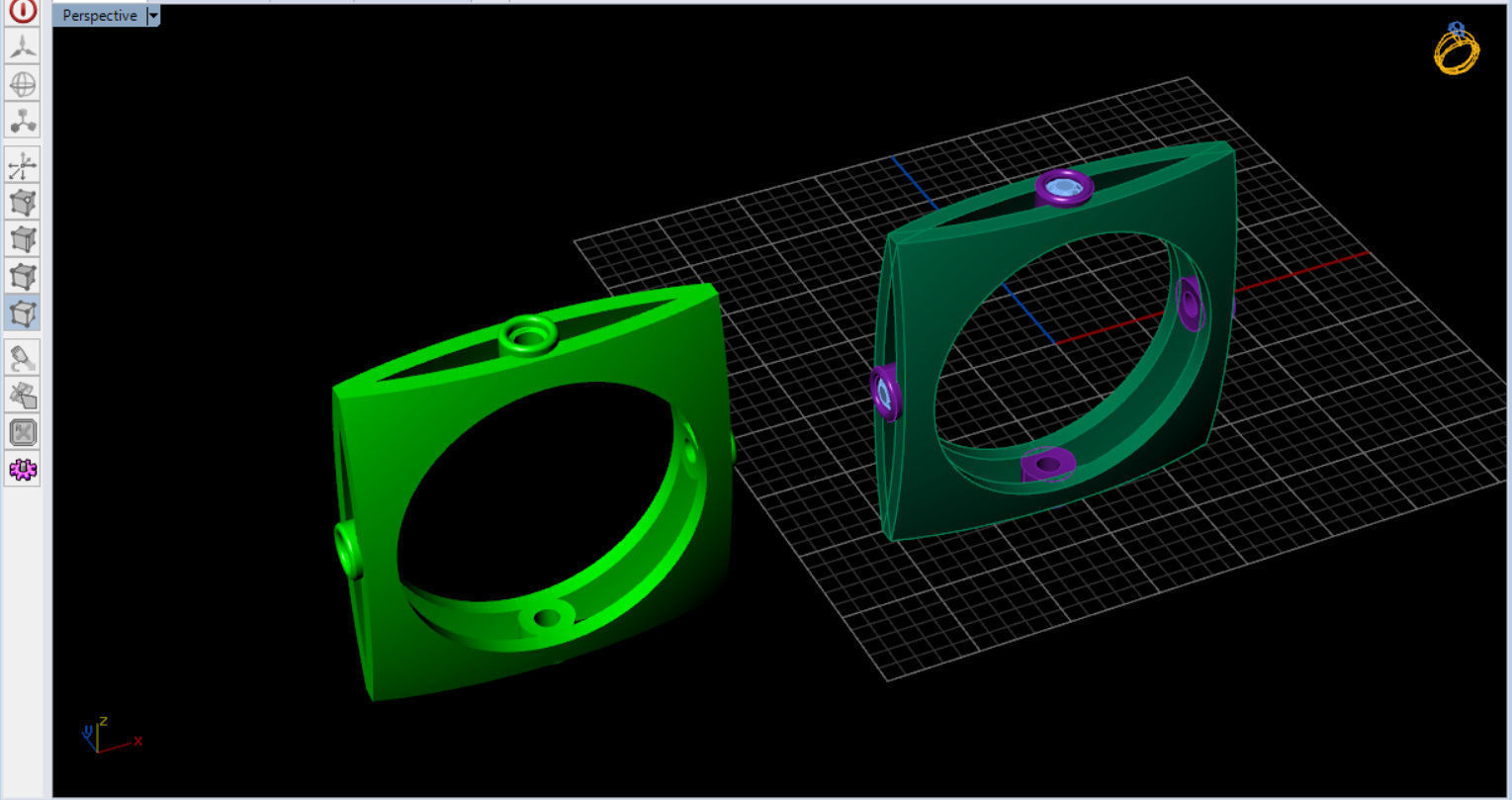 minimal square ring with 4 diamonds  3D print model_23