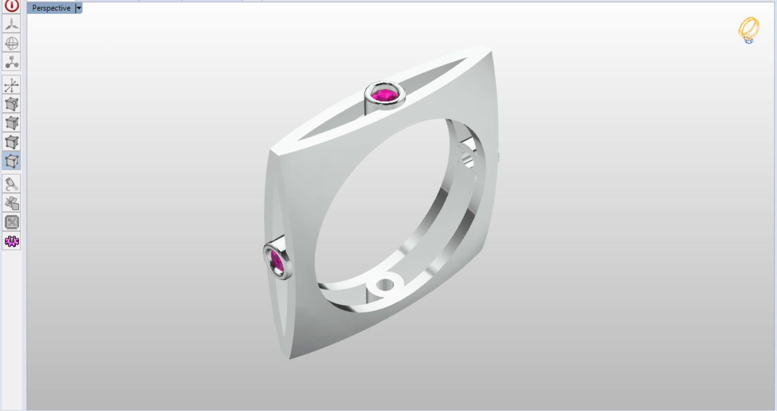 minimal square ring with 4 diamonds  3D print model_4