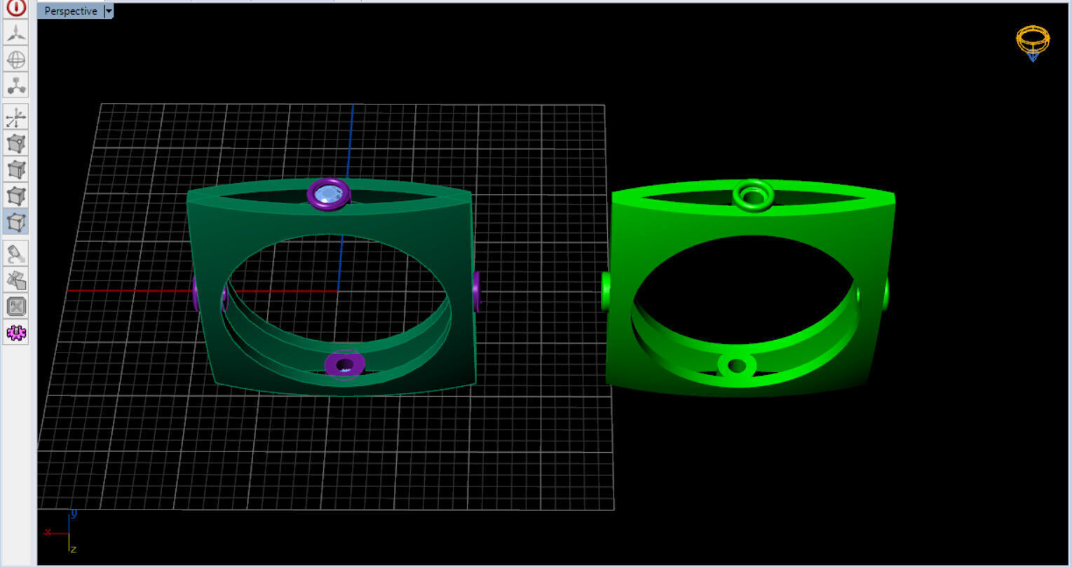 minimal square ring with 4 diamonds  3D print model_24