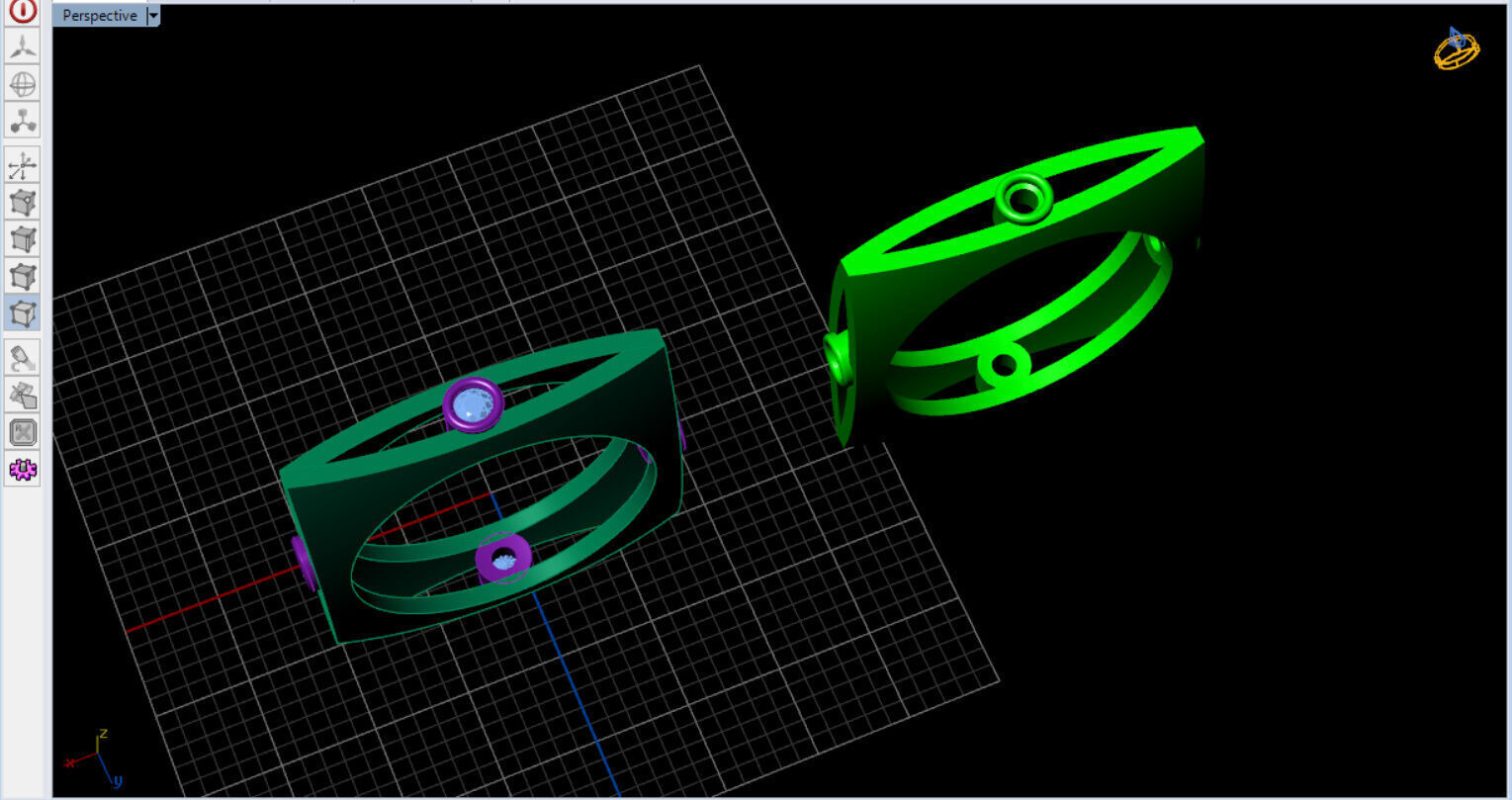minimal square ring with 4 diamonds  3D print model_10