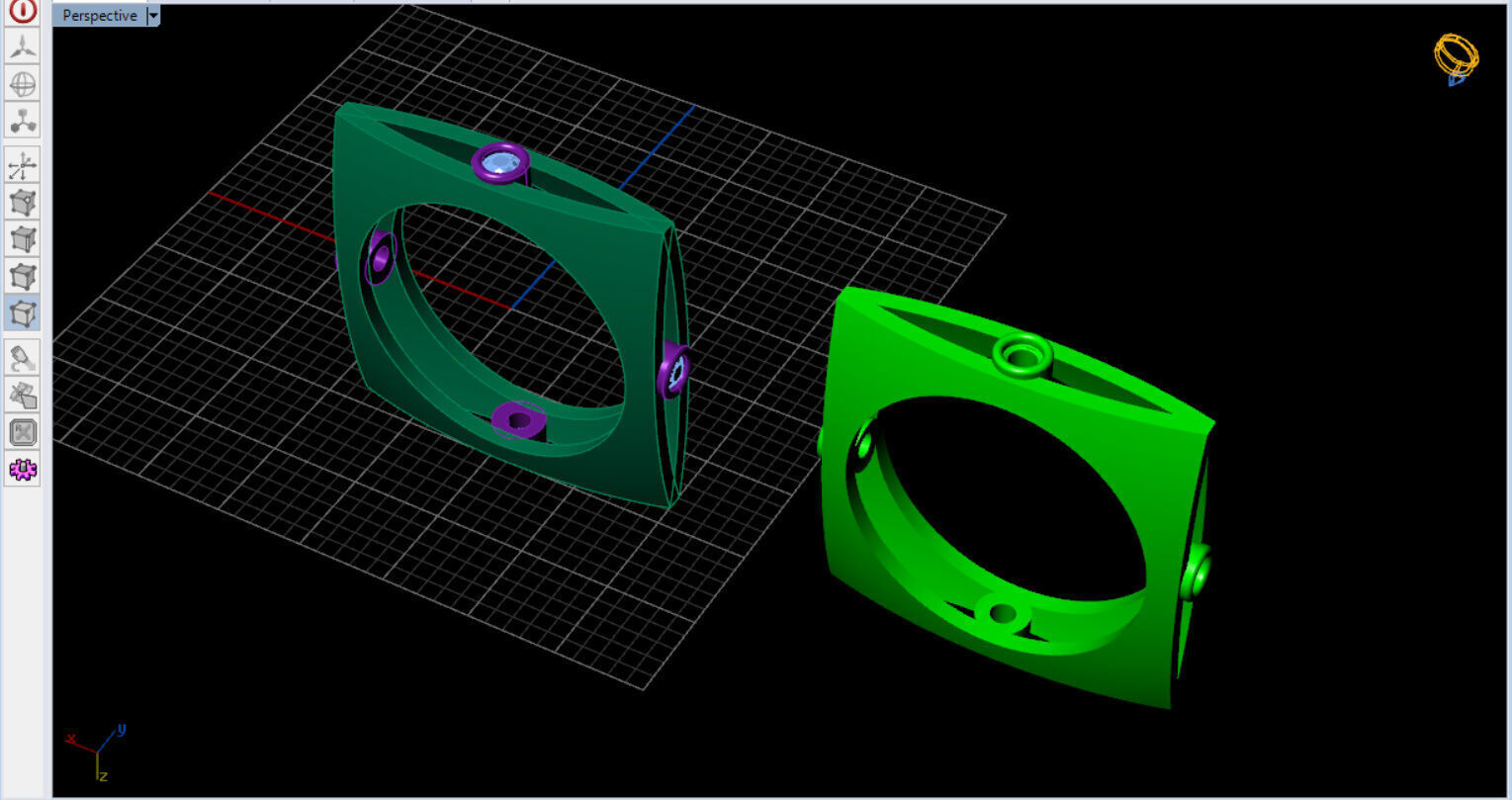 minimal square ring with 4 diamonds  3D print model_28