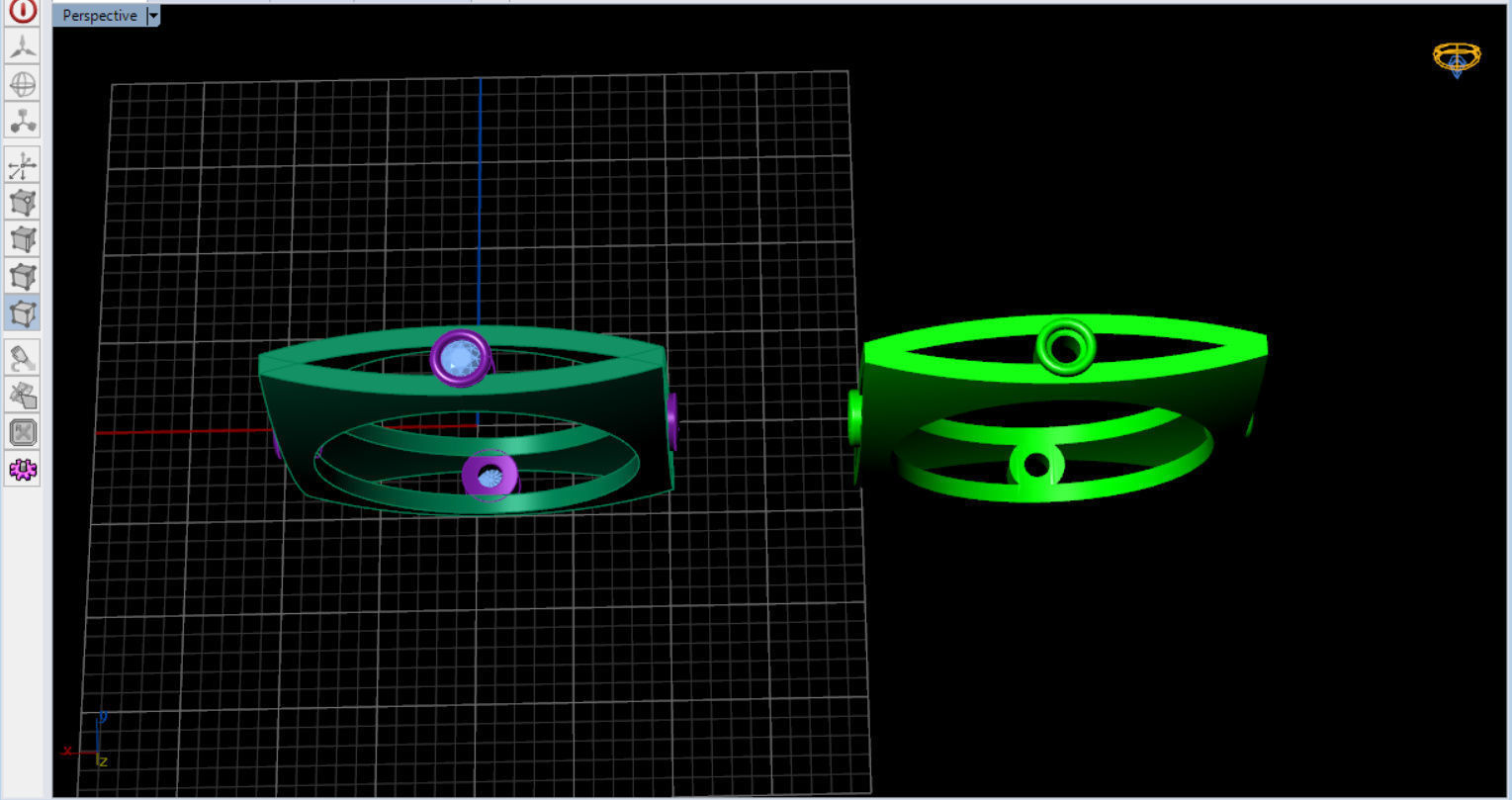minimal square ring with 4 diamonds  3D print model_22