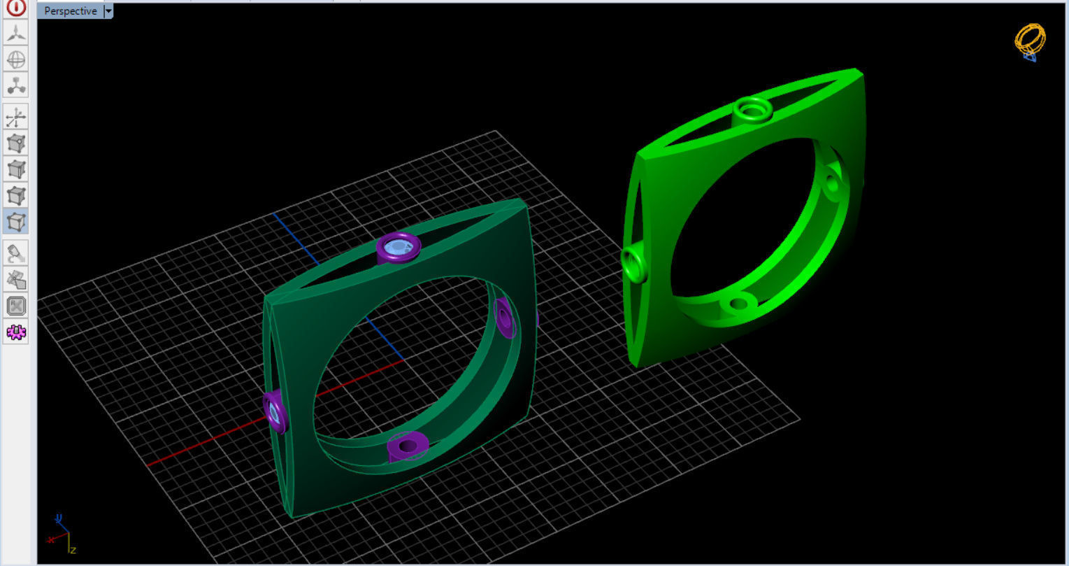 minimal square ring with 4 diamonds  3D print model_27