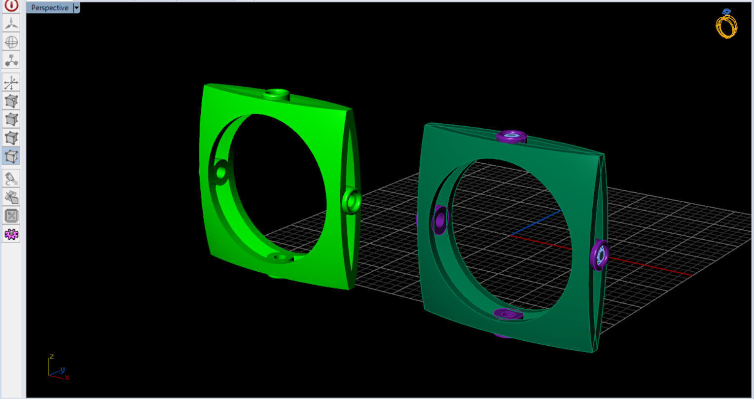 minimal square ring with 4 diamonds  3D print model_16