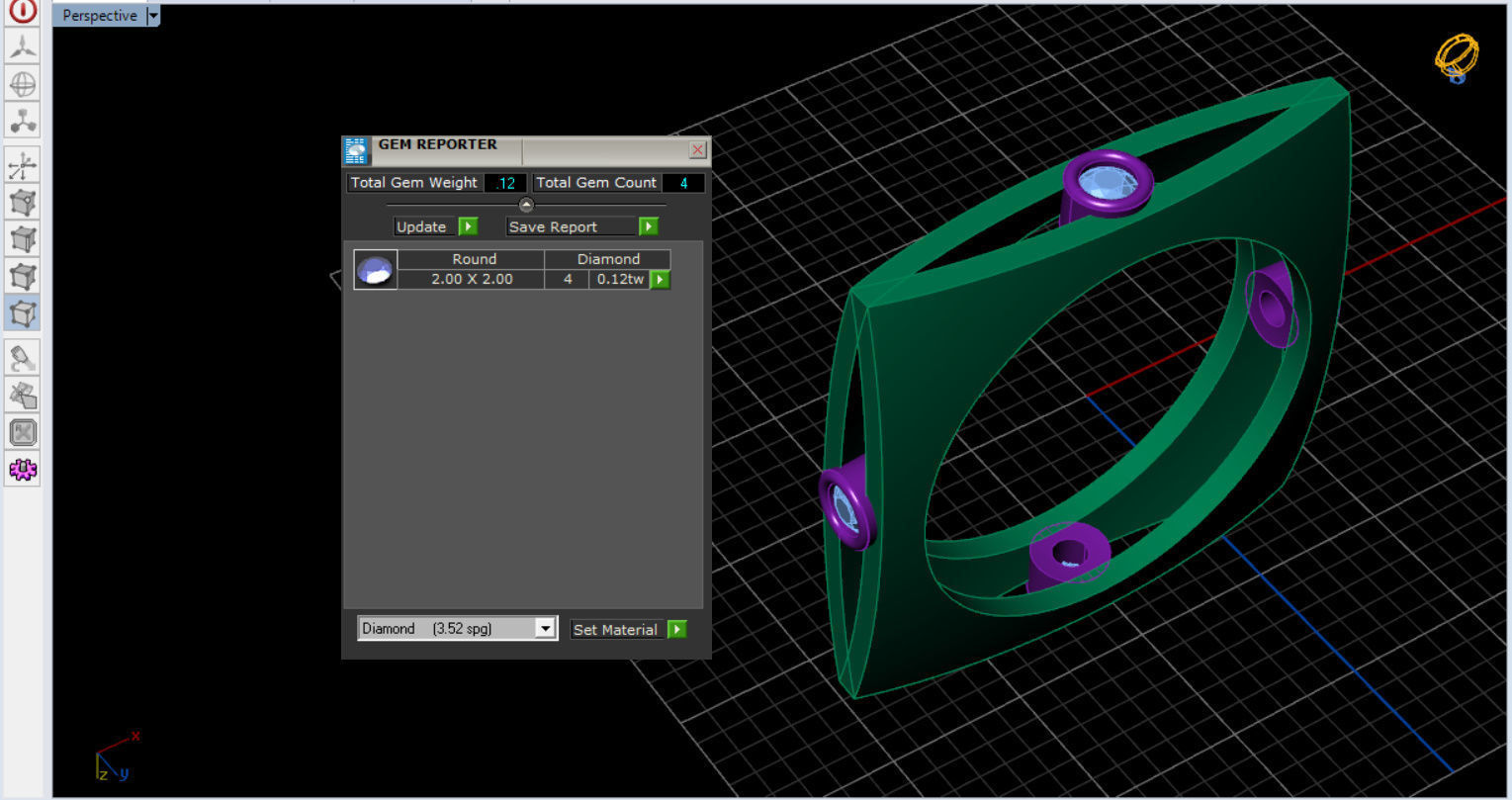 minimal square ring with 4 diamonds  3D print model_8