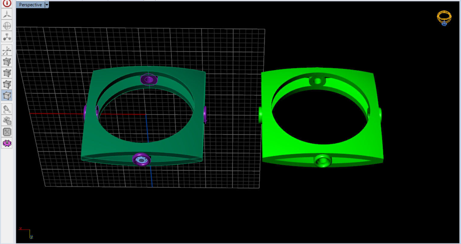 minimal square ring with 4 diamonds  3D print model_18