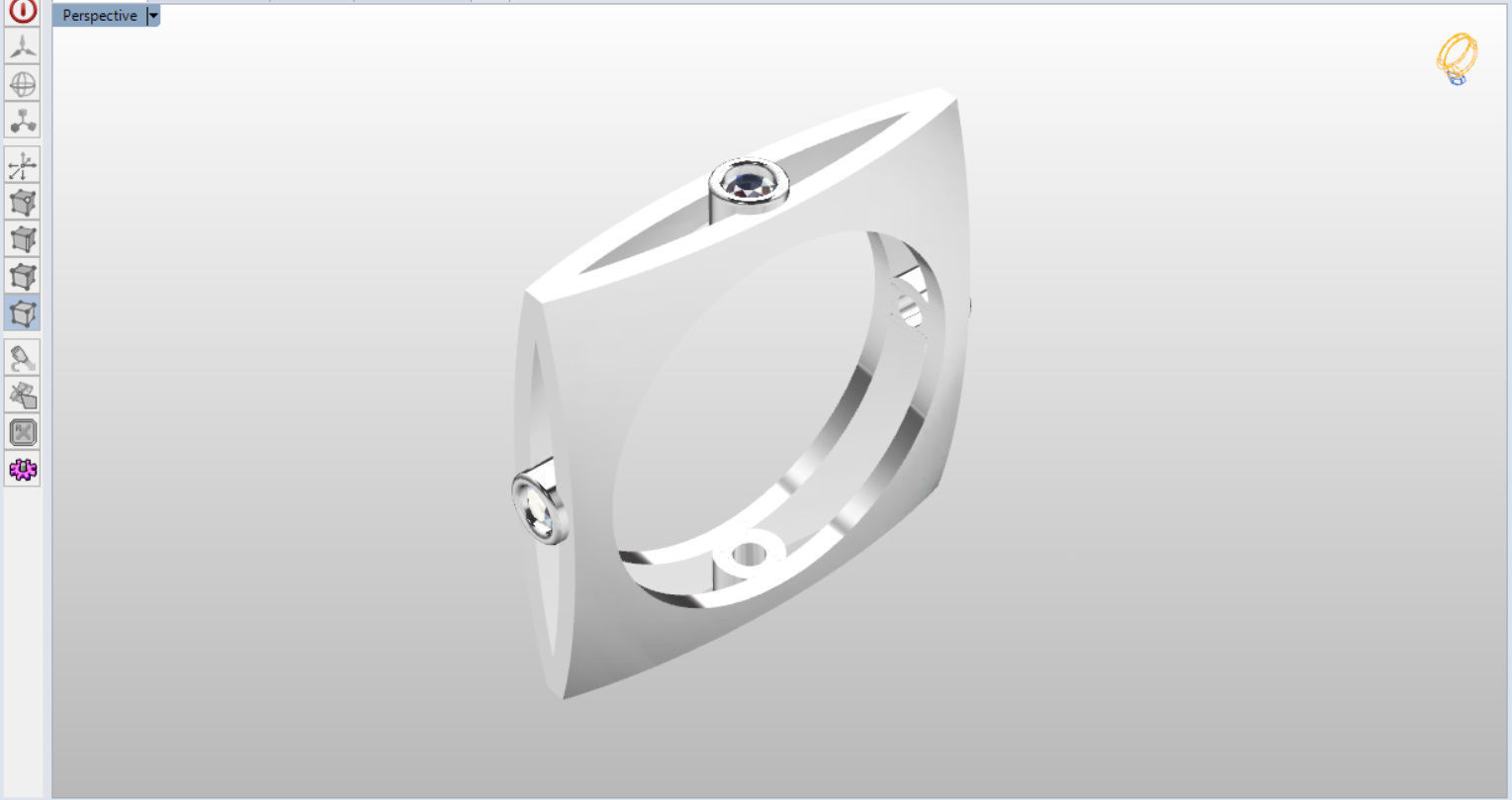 minimal square ring with 4 diamonds  3D print model_1