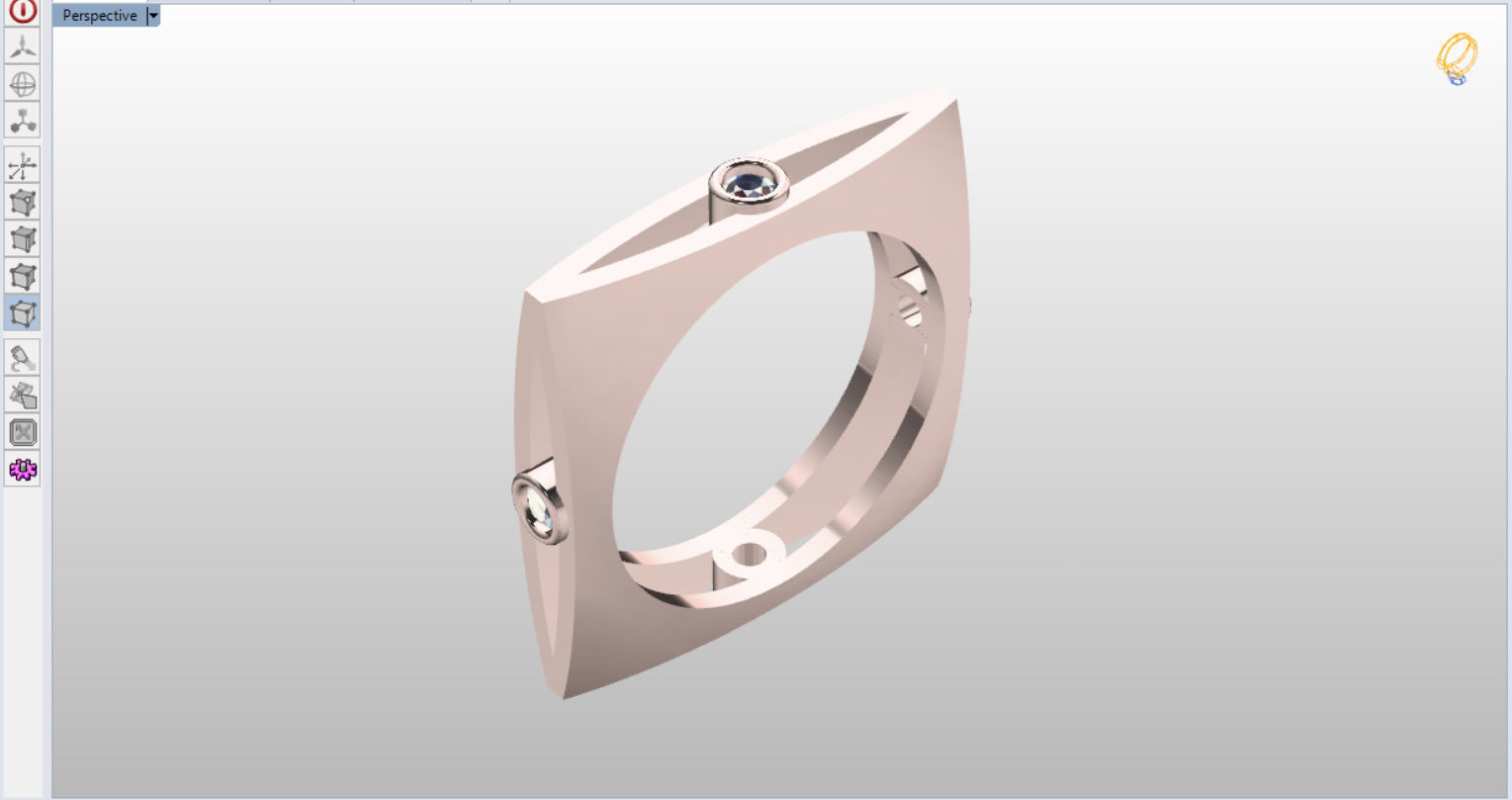 minimal square ring with 4 diamonds  3D print model_2