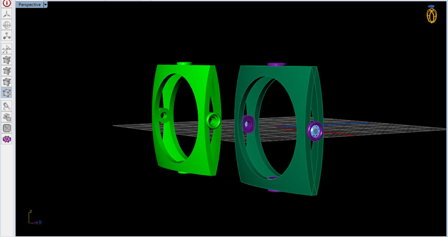 minimal square ring with 4 diamonds  3D print model_12