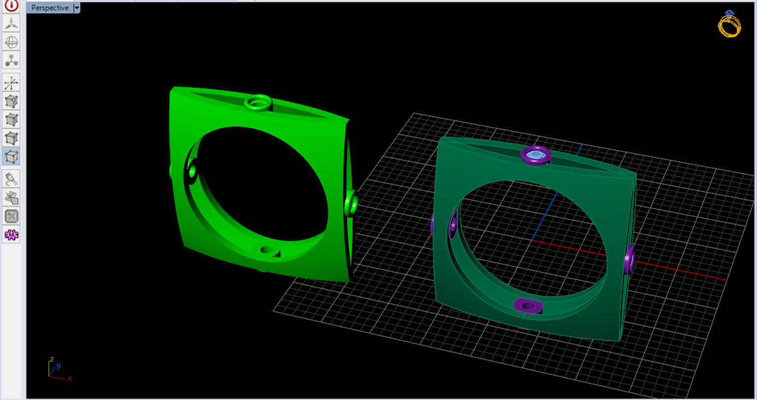 minimal square ring with 4 diamonds  3D print model_11