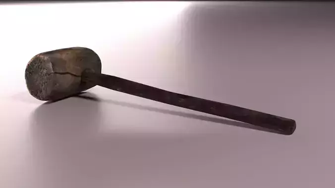 Wooden Mallet Lowpoly Low-poly 3D model