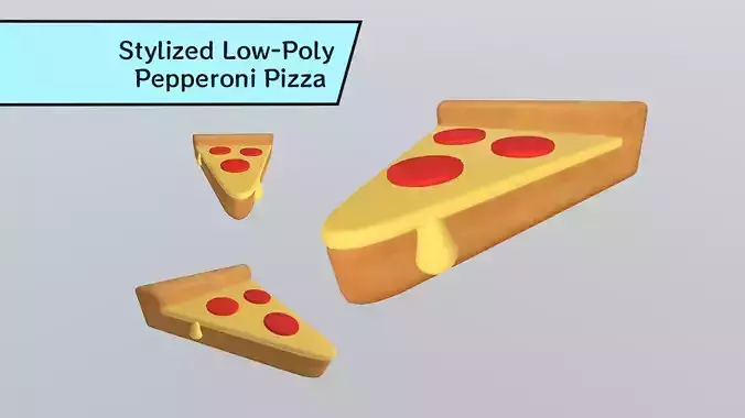 Stylized Low-Poly Pepperoni Pizza Slice Low-poly 3D model