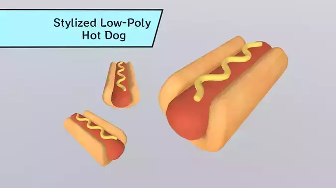Stylized Low-Poly Hot Dog Low-poly 3D model