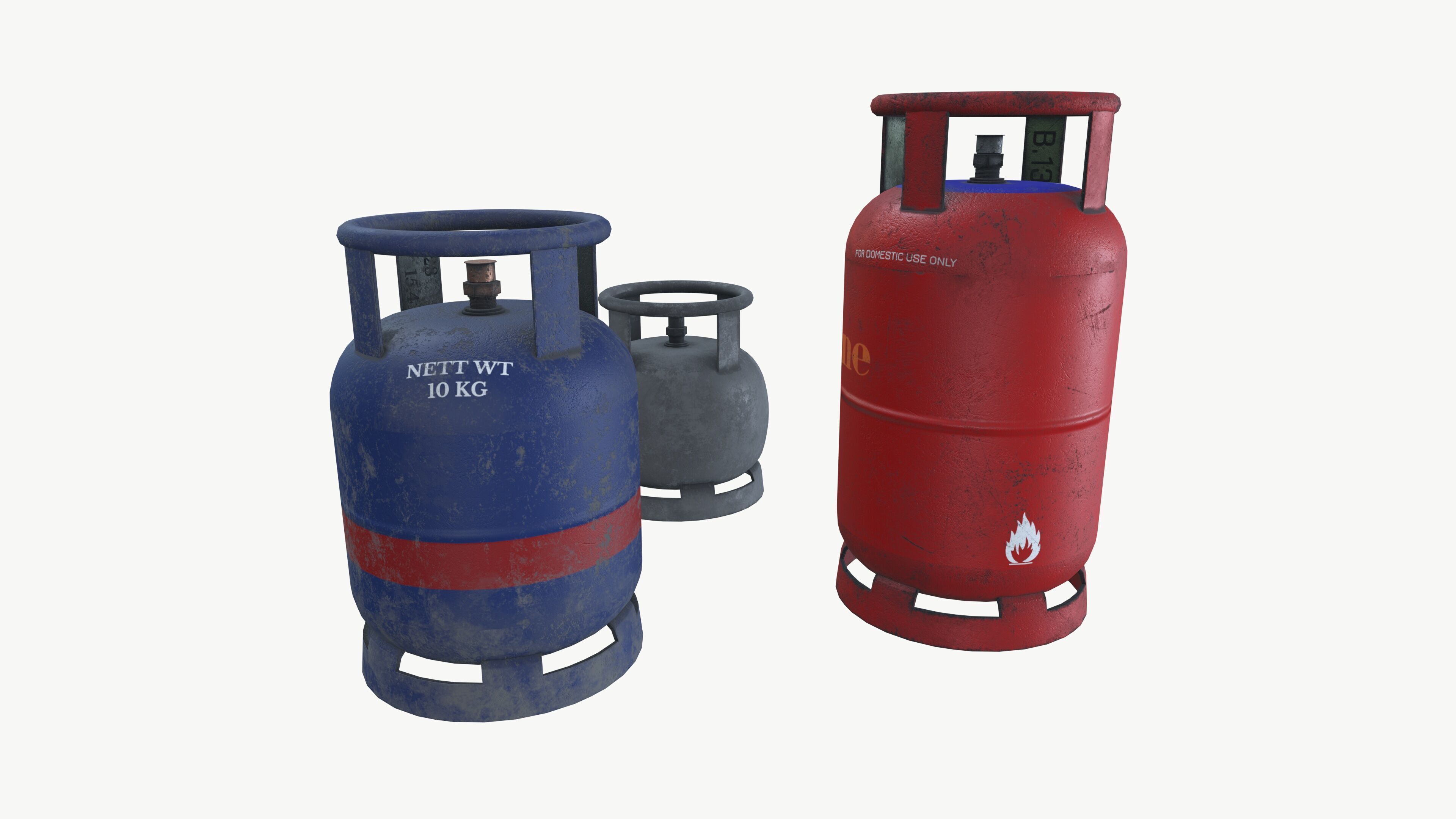 Gas Cylinders Low-poly 3D model_2