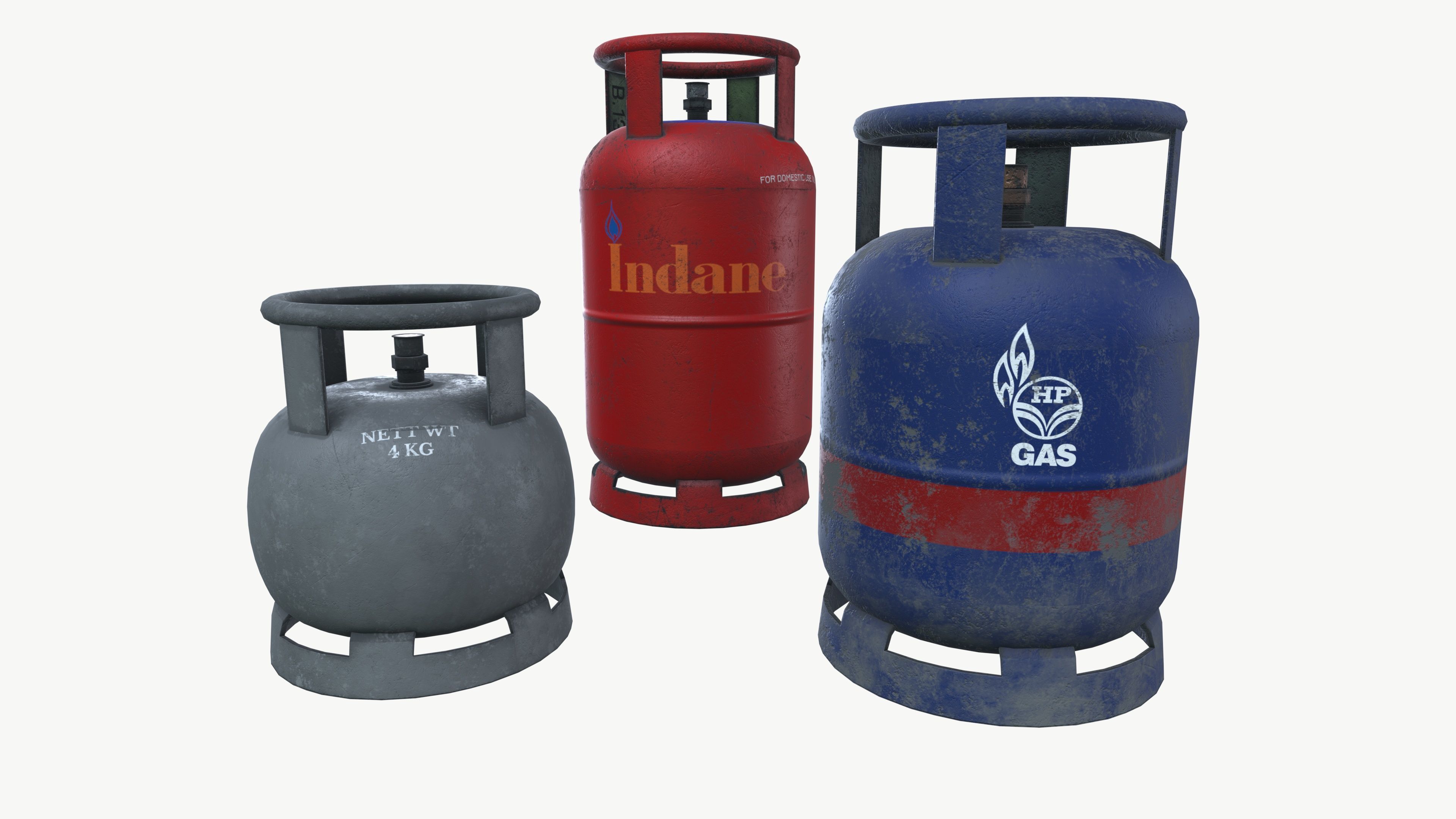 Gas Cylinders Low-poly 3D model_4
