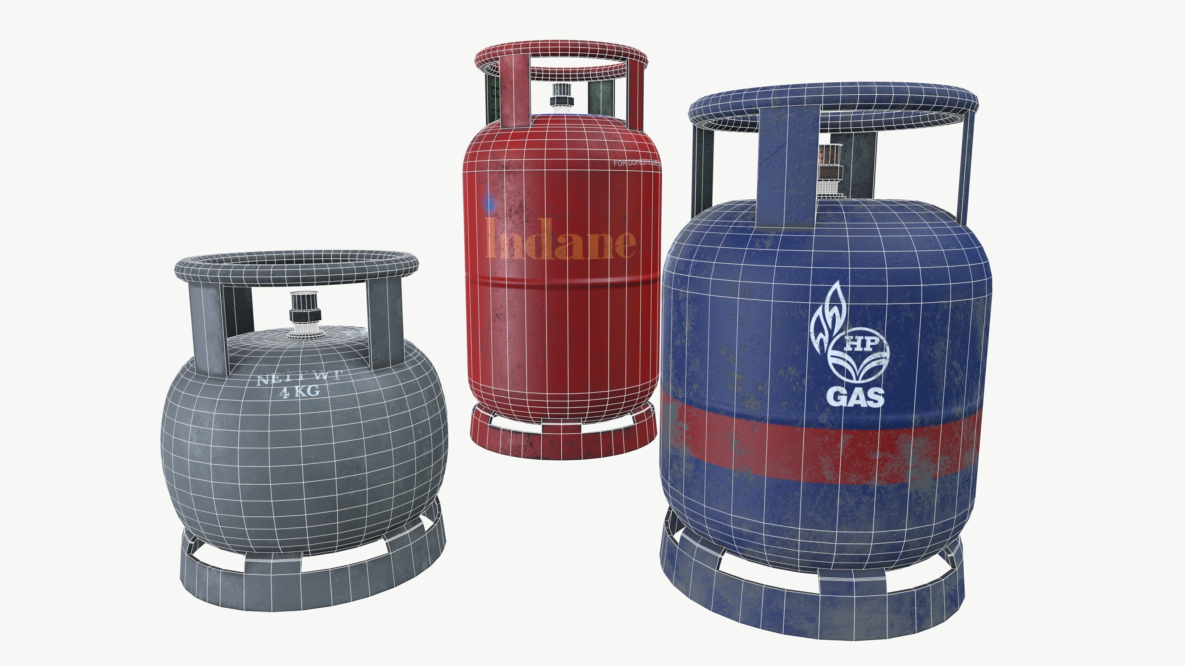 Gas Cylinders Low-poly 3D model_9