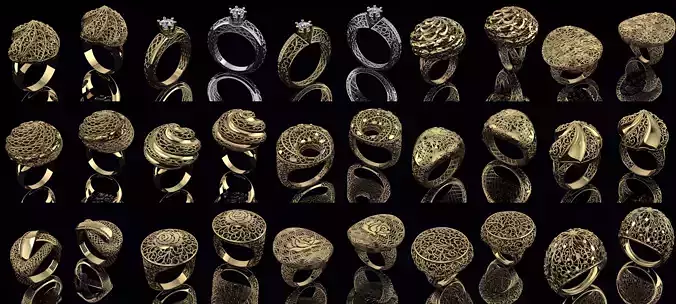 Set of Ultra Vision Ring  Pendant  Collection 30 models  3D print model