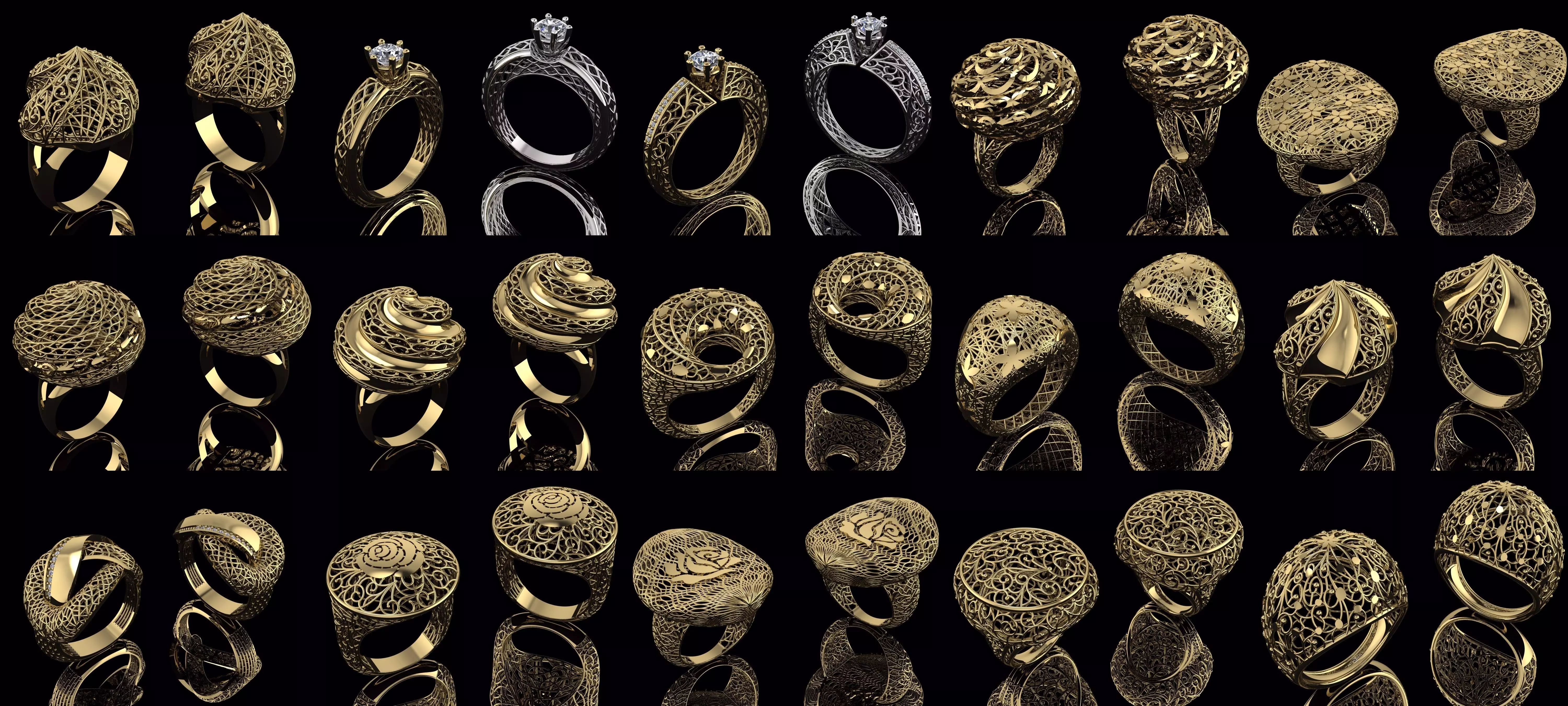 Set of Ultra Vision Ring Pendant Fusion Collection 30 models 3D print model