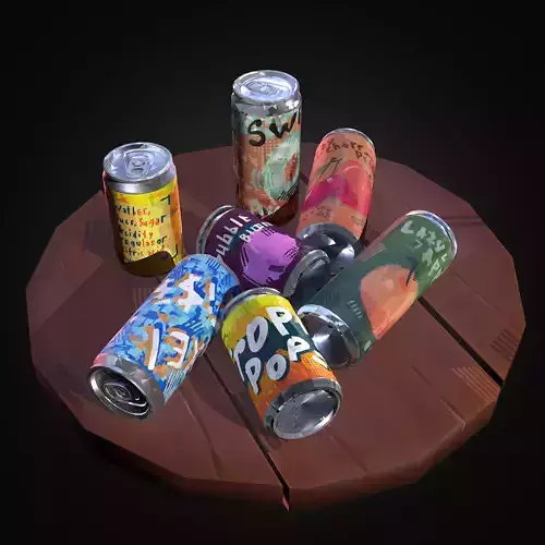 Stylized Soda Can Pack Low-poly 3D model