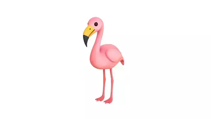 Cartoon Flamingo  Low-poly 3D model