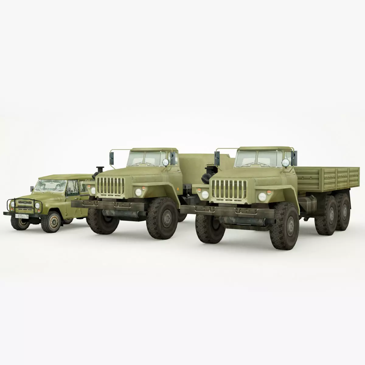 UAZ 469 and Ural 4320 lowpoly collection Low-poly 3D model_0