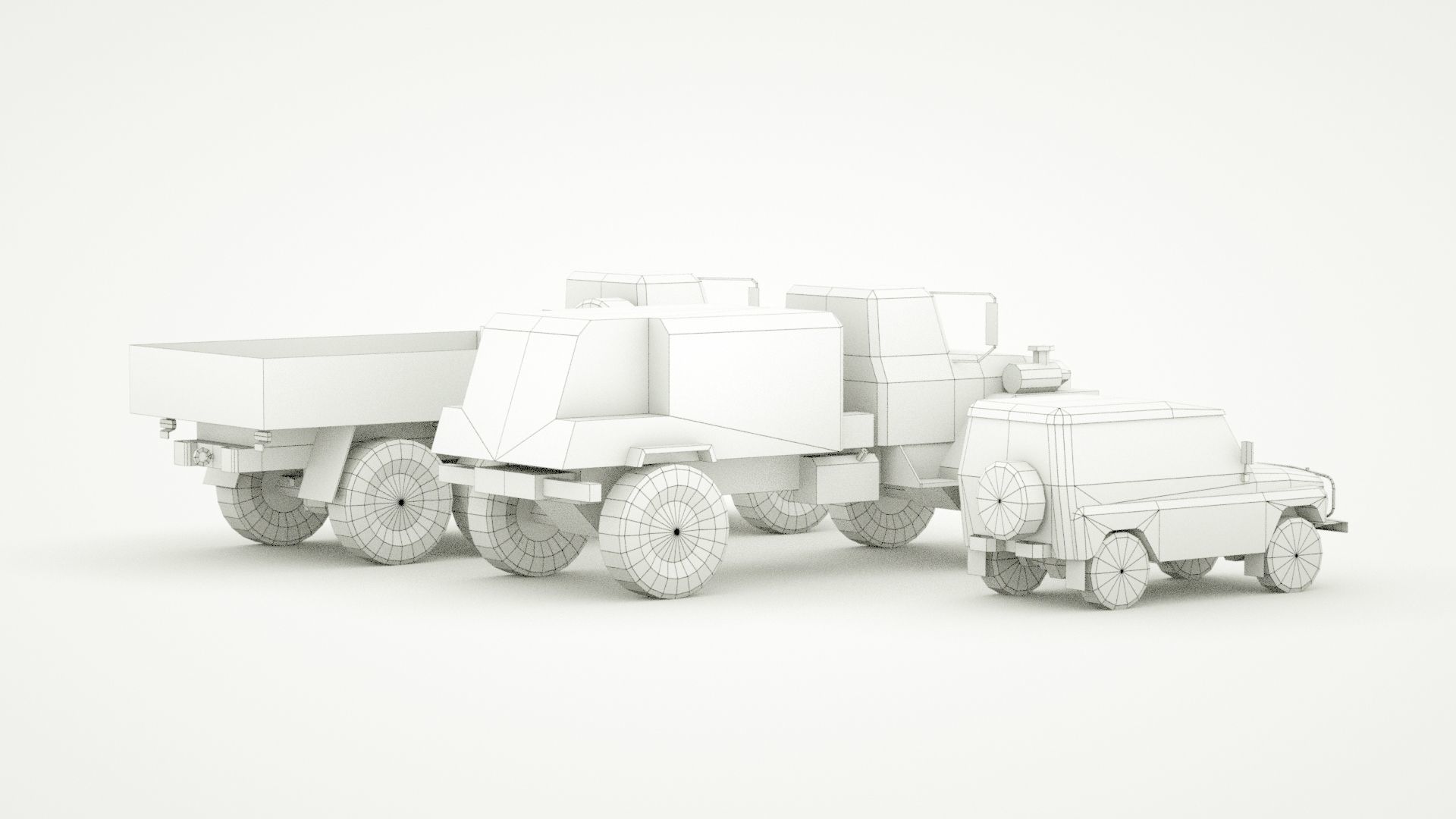UAZ 469 and Ural 4320 lowpoly collection Low-poly 3D model_7