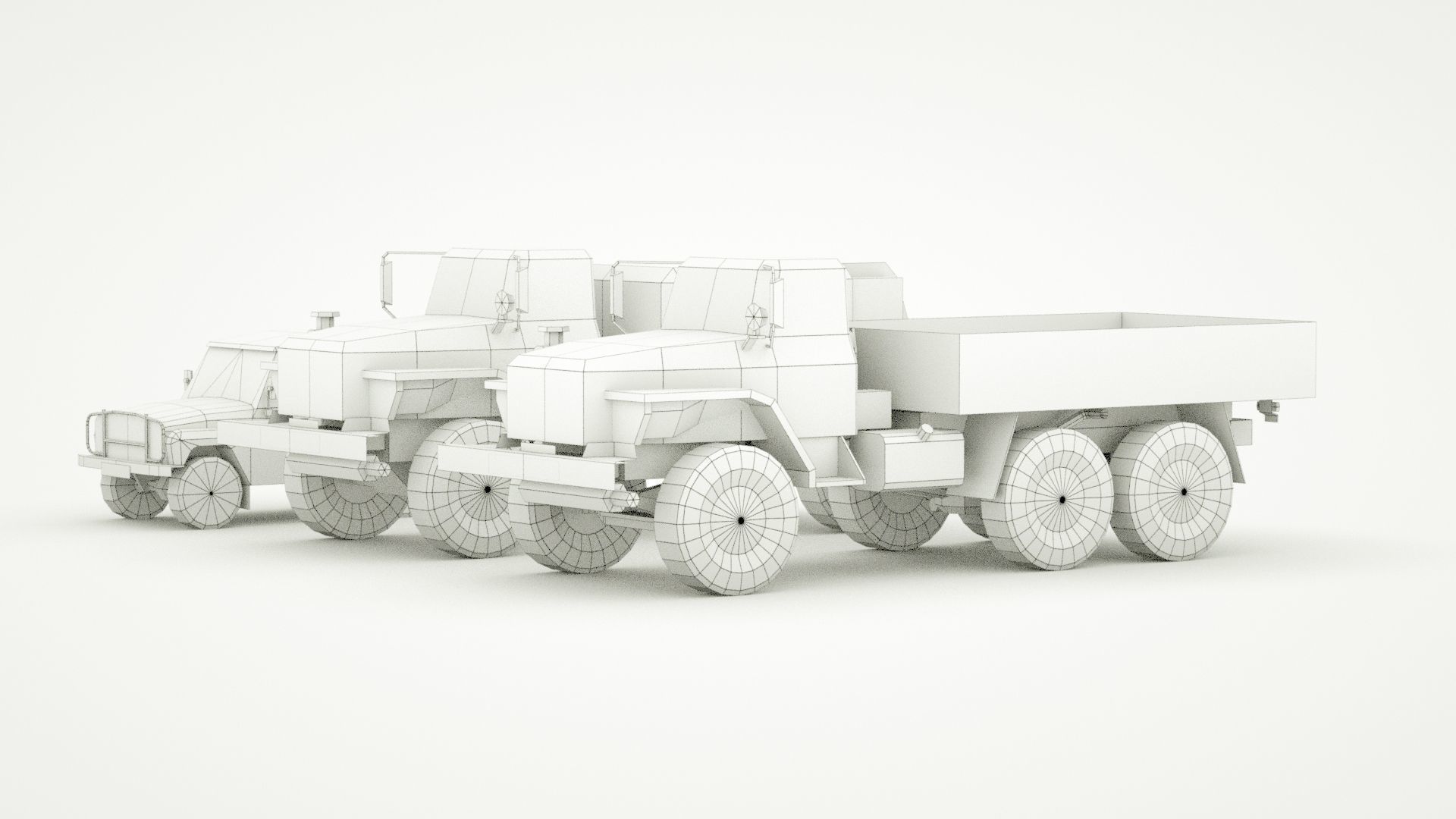 UAZ 469 and Ural 4320 lowpoly collection Low-poly 3D model_9