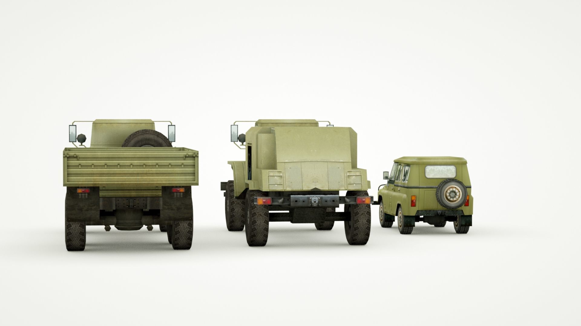 UAZ 469 and Ural 4320 lowpoly collection Low-poly 3D model_4