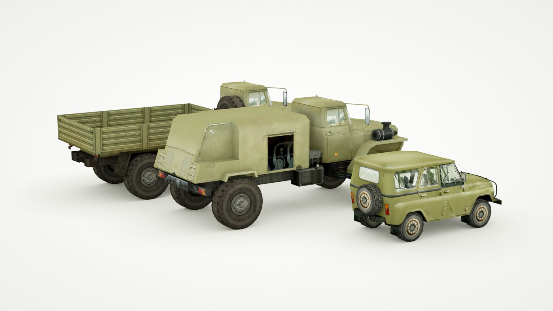 UAZ 469 and Ural 4320 lowpoly collection Low-poly 3D model_3