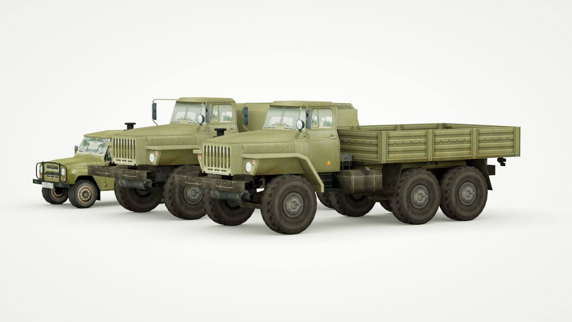 UAZ 469 and Ural 4320 lowpoly collection Low-poly 3D model_6