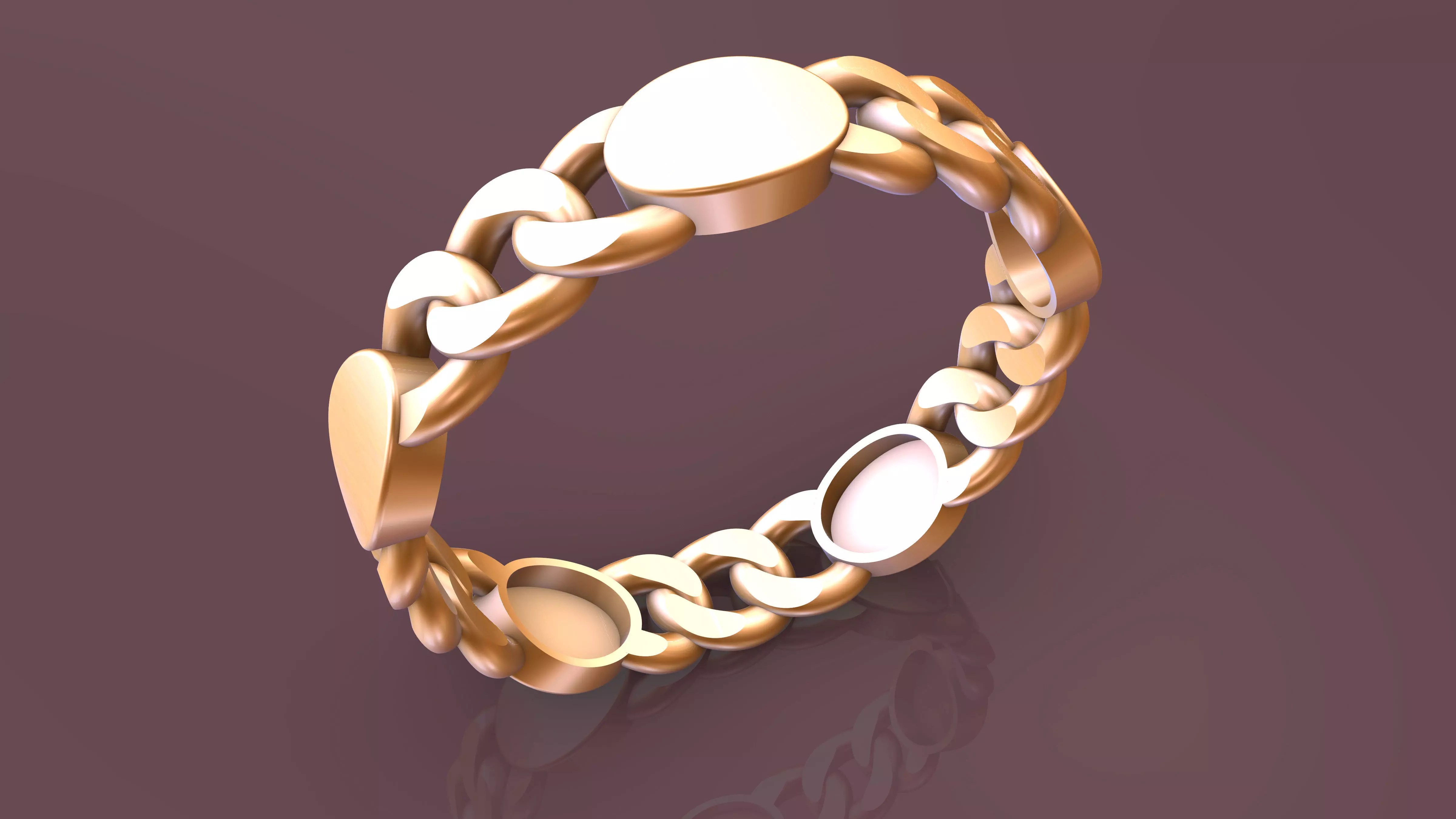 CubanChain With a Oval Ring 3D print model