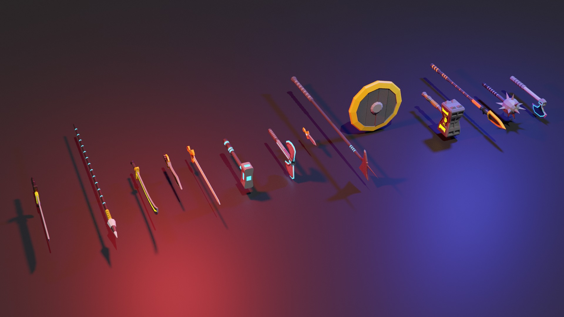 Stylized Weapon Pack Low-poly 3D model_1