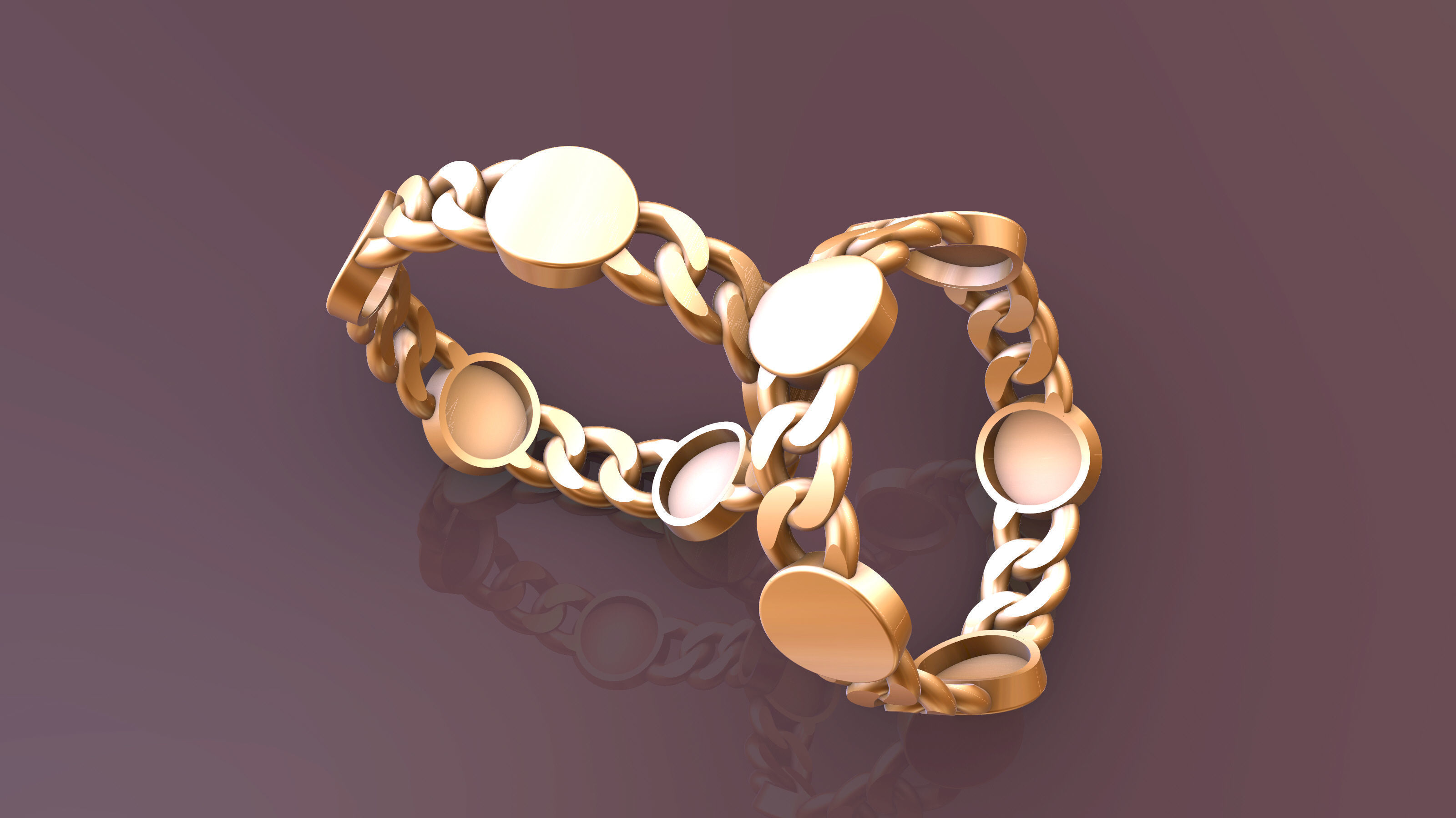 CubanChain With a Round Ring 3D print model 3D print model_1