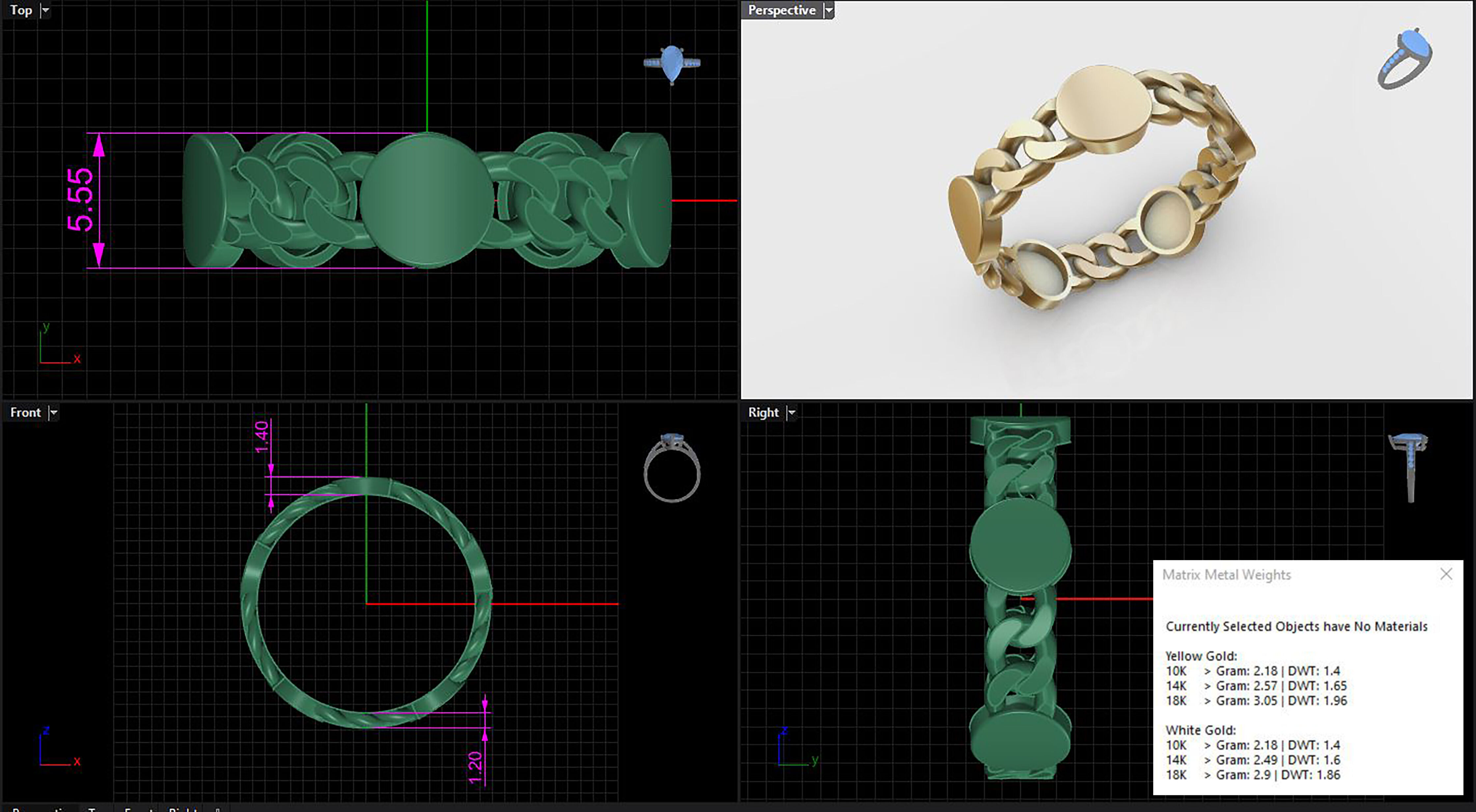CubanChain With a Round Ring 3D print model 3D print model_6