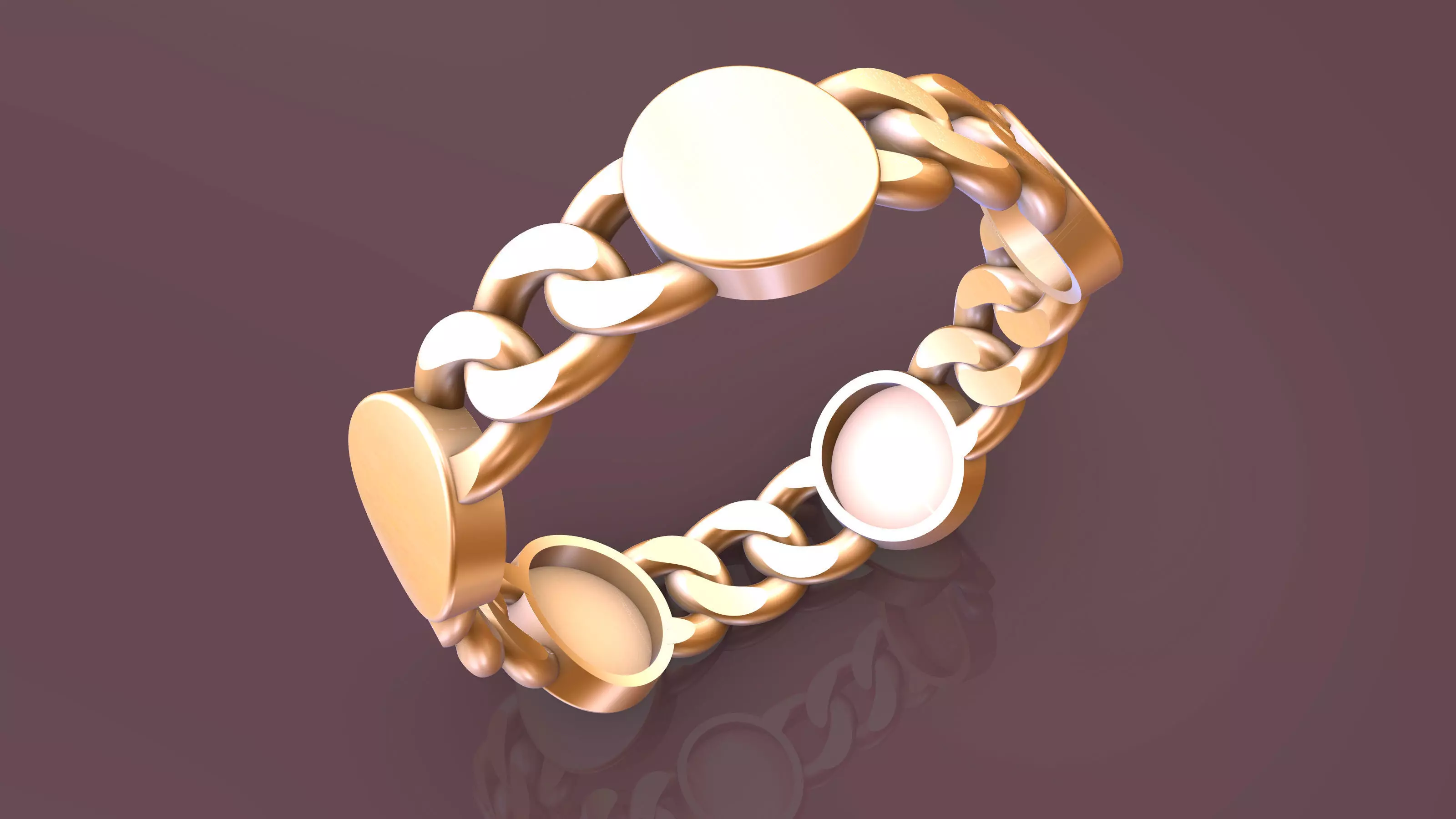 CubanChain With a Round Ring 3D print model 3D print model_0
