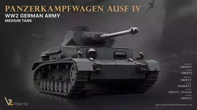PanzerKampfWagen-IV ausf  Low-poly 3D model
