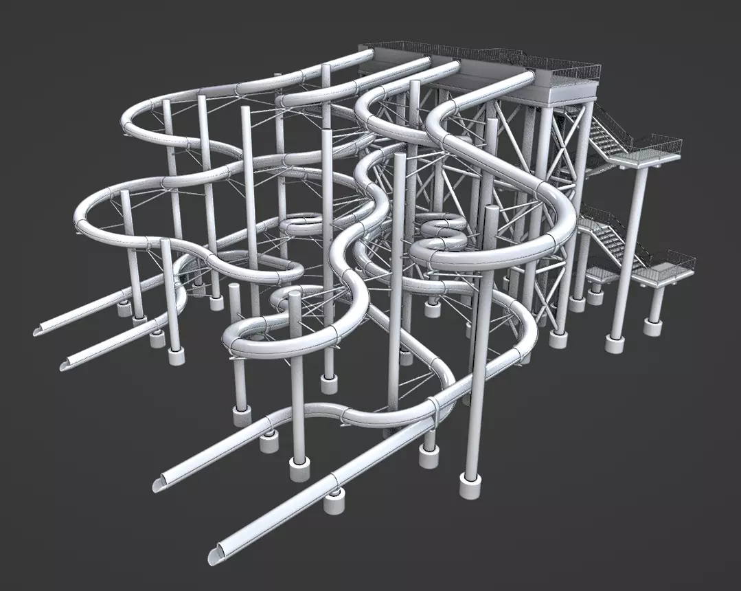 Aqua Park Low-poly 3D model_0