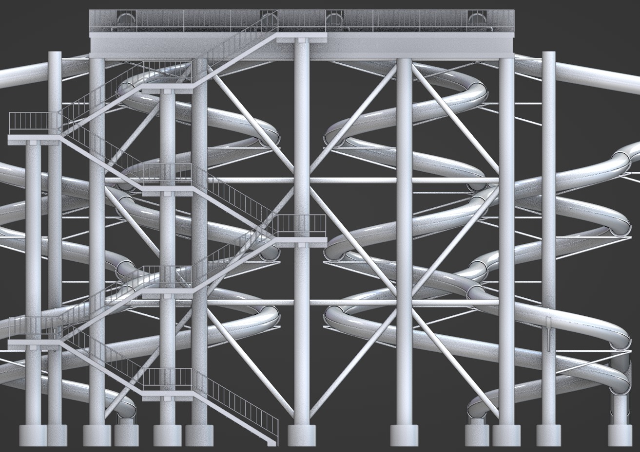 Aqua Park Low-poly 3D model_8