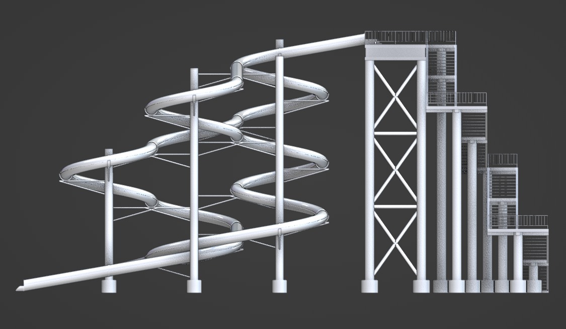 Aqua Park Low-poly 3D model_7