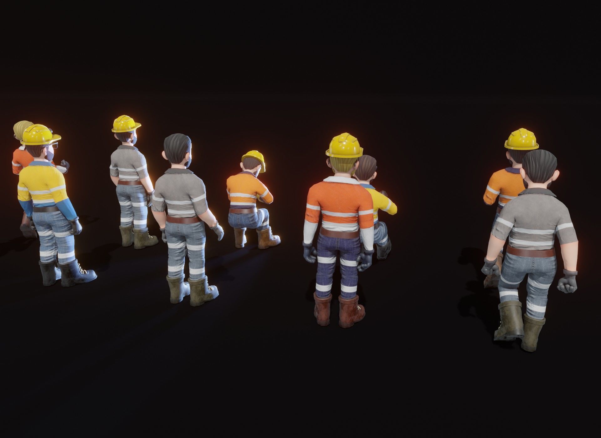 Stylized Male Miner 3D Model Animated Customizable Low-poly 3D model_9
