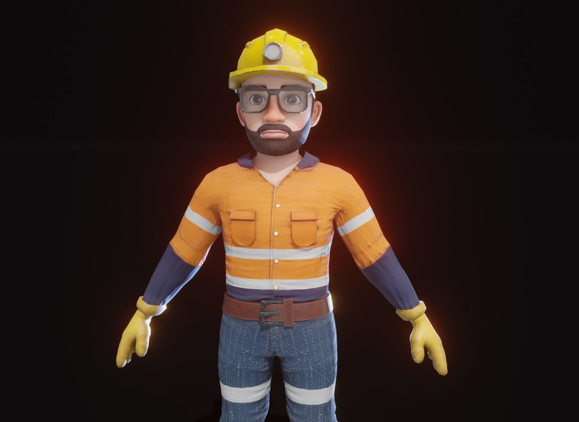 Stylized Male Miner 3D Model Animated Customizable Low-poly 3D model_14