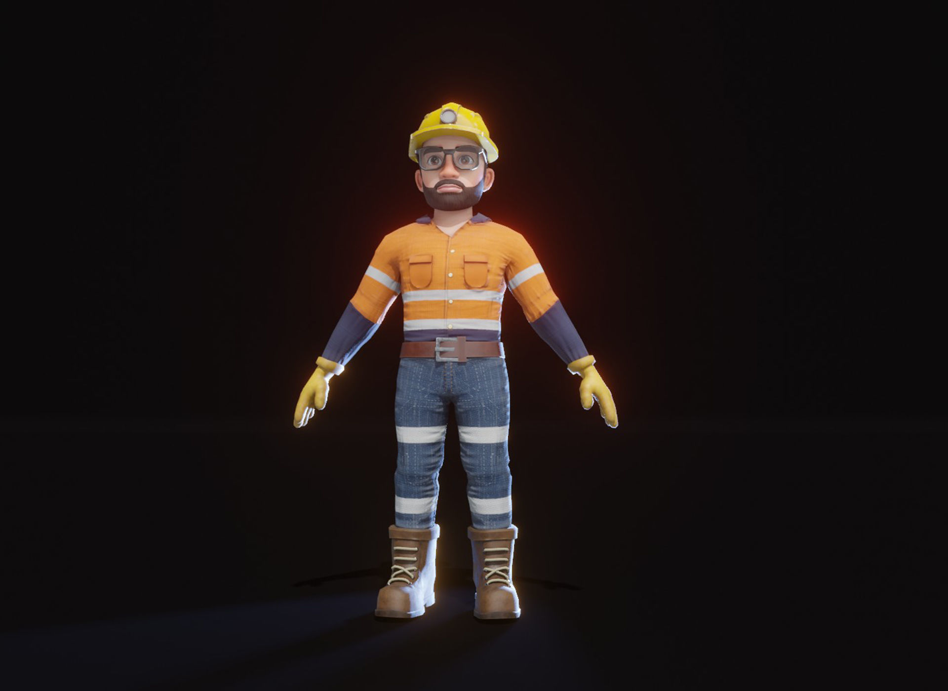Stylized Male Miner 3D Model Animated Customizable Low-poly 3D model_15