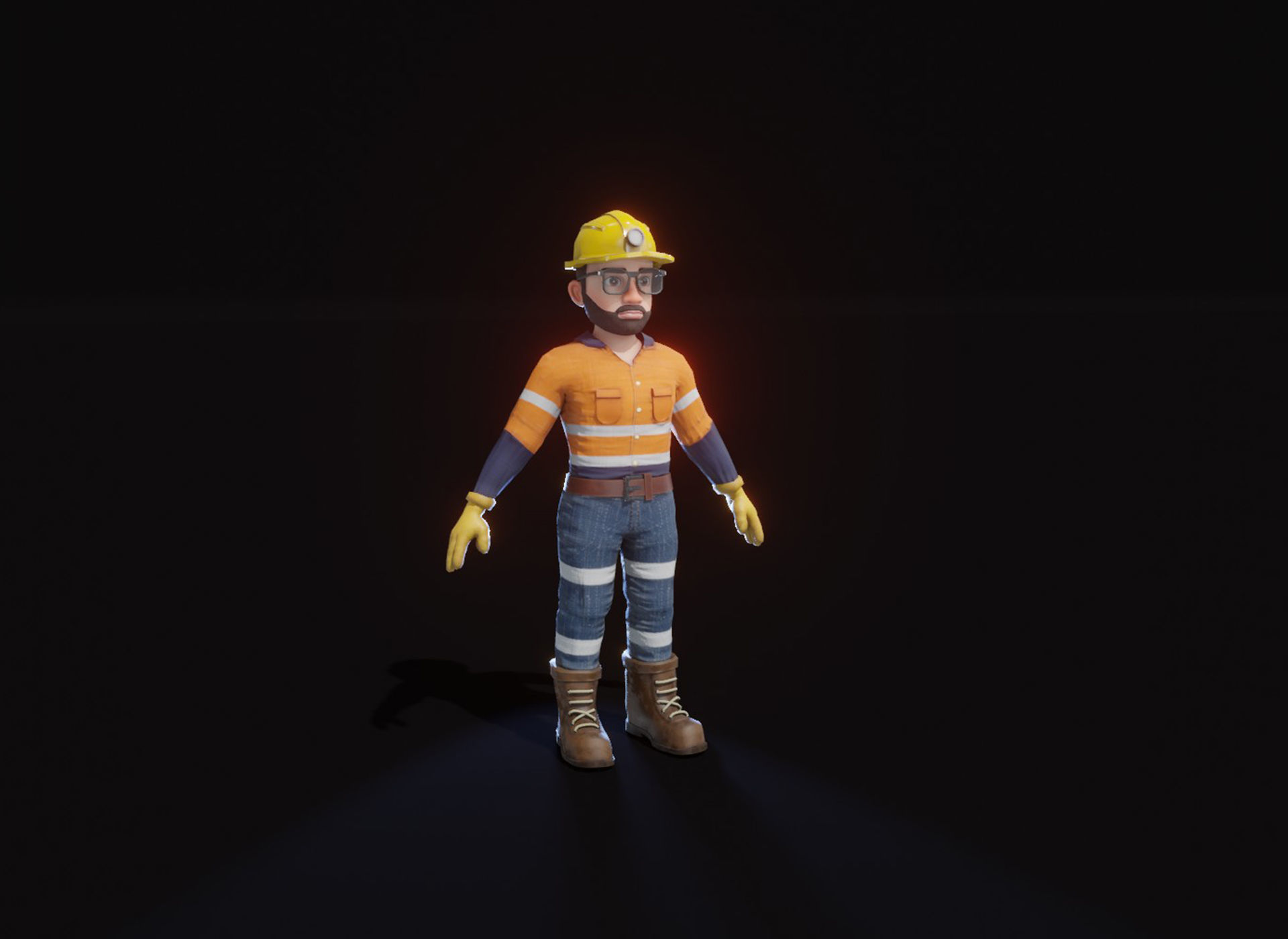 Stylized Male Miner 3D Model Animated Customizable Low-poly 3D model_22
