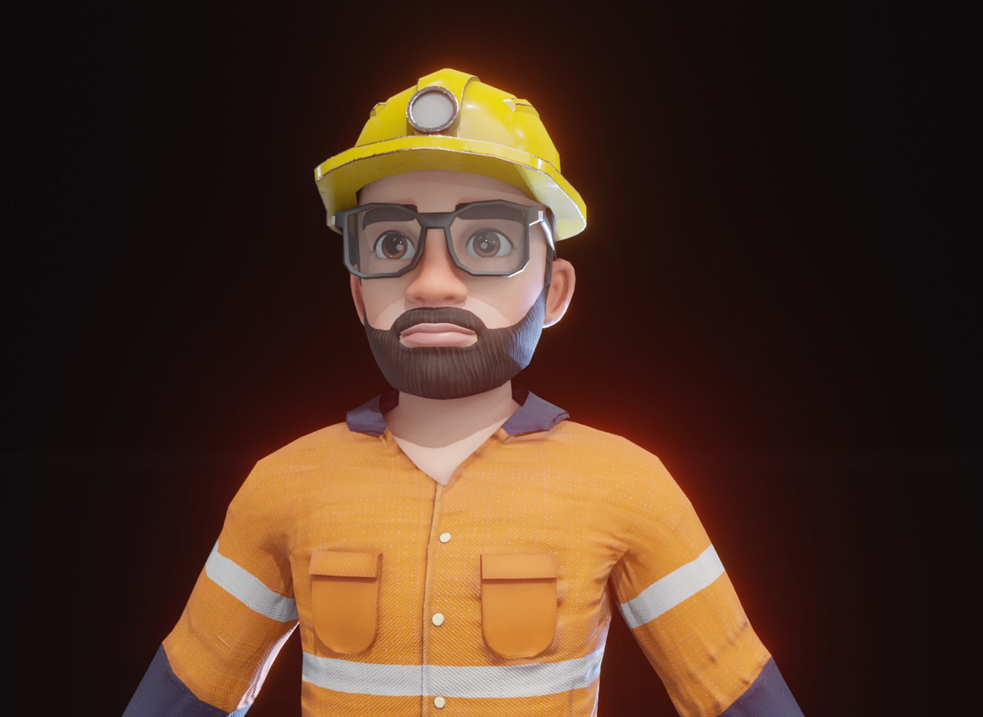 Stylized Male Miner 3D Model Animated Customizable Low-poly 3D model_21