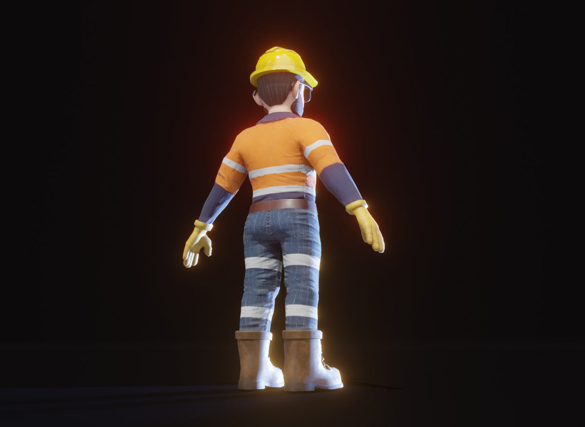 Stylized Male Miner 3D Model Animated Customizable Low-poly 3D model_19