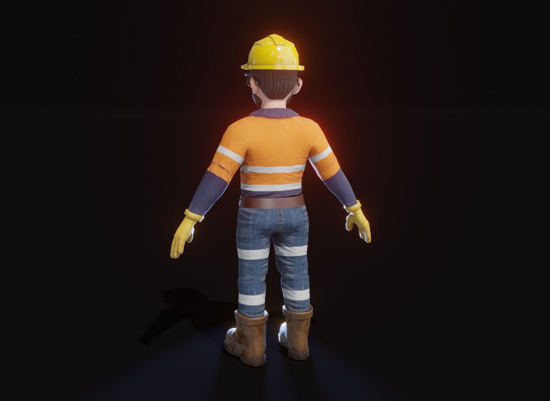 Stylized Male Miner 3D Model Animated Customizable Low-poly 3D model_18