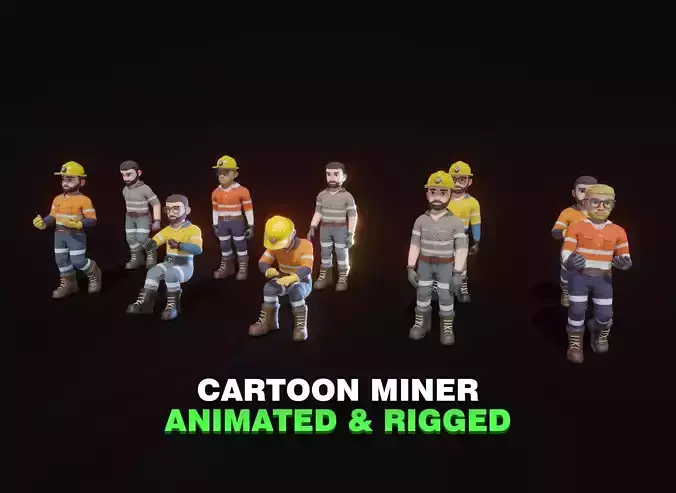 Stylized Male Miner 3D Model Animated Customizable Low-poly 3D model Stylized Male Miner 3D Model Animated Customizable Low-poly 3D model